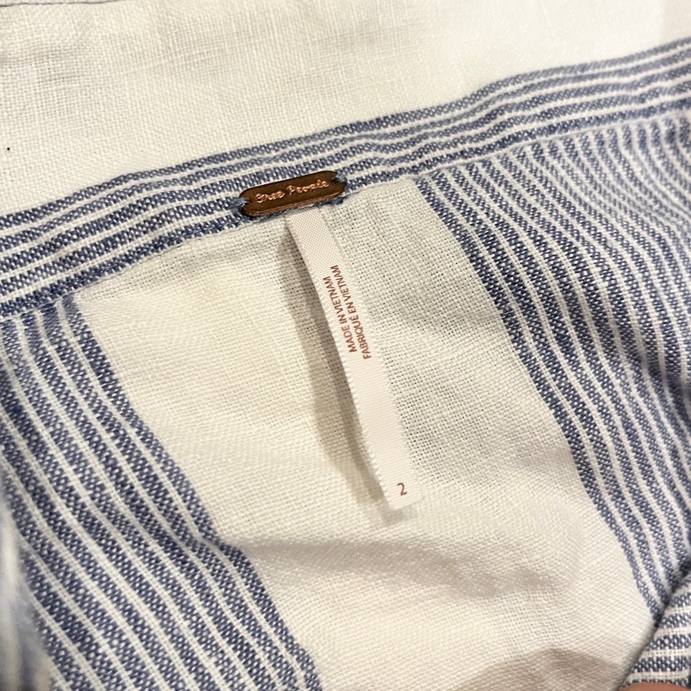 FREE PEOPLE Uptown Days Blue and White Striped Wrap Mini Skirt Size 2 XS - Picture 6 of 8